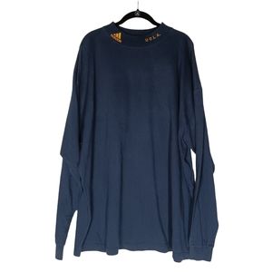 ADIDAS UCLA Navy Blue Yellow Embroidered Crew Neck Long Sleeve Men's Shirt 2X